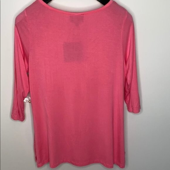 Cynthia Rowley Women Pink V-Neckline Button Down 3/4 Sleeves Top Plus Size 1X - Picture 6 of 9
